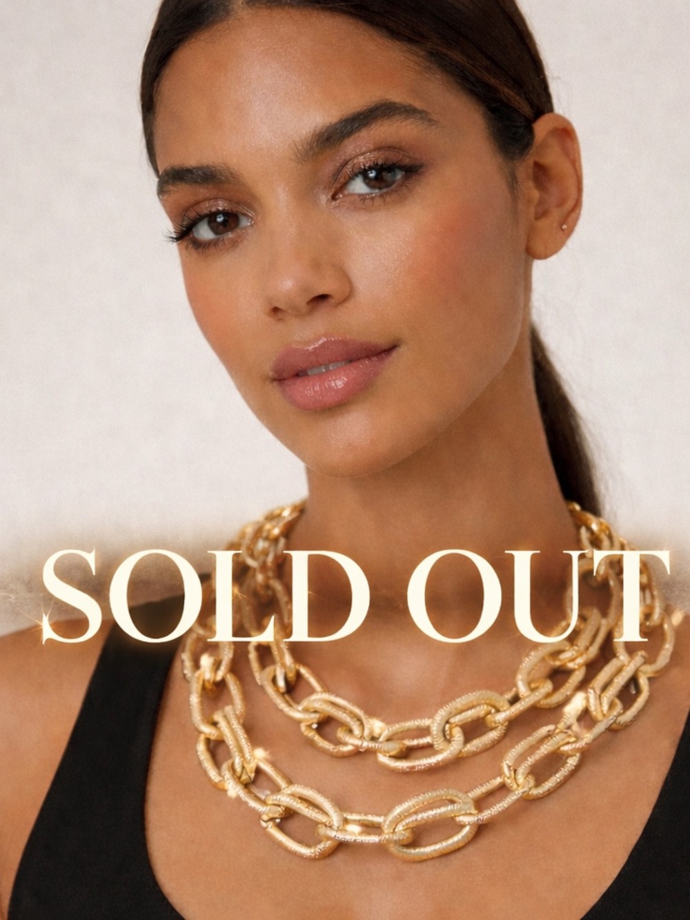 Gold Chunky Link Necklace - Women's Layered Chain Jewelry